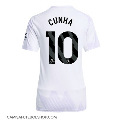 Camisa de time de futebol Manchester United Matheus Cunha #10 Replicas 2º Equipamento Feminina 2025-26 Manga Curta Camisa de time de futebol Manchester United Matheus Cunha #10 Replicas 2º Equipamento Feminina 2025-26 Manga Curta